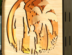 Father’s Day Gift Wooden Led Night Lamp Dad & Son Scene Multilayer Shadowbox Laser Cut Lampshade Table Lamp Digital Download |#210|