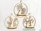 Bauble Wood 3D Laser Cut Easter Ornament Round Design set Hanging Bunny Decorations SVG Digital Download |#U211| VectorPort