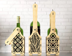 Wine box holder 2 pattern design for laser cut, Wine case Father’s Day Gift Bottle Holder SVG Digital Download |#212| VectorPort