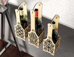 Wine box holder 2 pattern design for laser cut, Wine case Father’s Day Gift Bottle Holder SVG Digital Download |#212| VectorPort