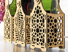 Wine box holder 2 pattern design for laser cut, Wine case Father’s Day Gift Bottle Holder SVG Digital Download |#212| VectorPort