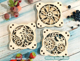 Coaster Mechanical Laser Bike Tractor Fan Theme Shape Tea Coffee Cup Mat Pad Placemat Tableware Digital Download |#214| VectorPort