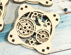 Coaster Mechanical Laser Bike Tractor Fan Theme Shape Tea Coffee Cup Mat Pad Placemat Tableware Digital Download |#214| VectorPort