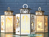 Deer Lantern Tea light Winter Snowy Forest with Deer Lantern Candle Holder Laser Cut plywood Votive Gift Wooden Lantern Digital Download SVG |#217|