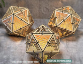 Icosahedron 3 Different Pattern wood triangle shadow lamp Tea Lantern Candle Holder Digital Download SVG |#218| VectorPort