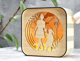 Mother’s Day Gift Wooden Led Night Lamp Mom & Daughter Scene Multilayer Shadowbox Laser Cut Lampshade Table Lamp Digital Download |#U218|