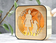 Mother’s Day Gift Wooden Led Night Lamp Mom & Daughter Scene Multilayer Shadowbox Laser Cut Lampshade Table Lamp Digital Download |#U218|