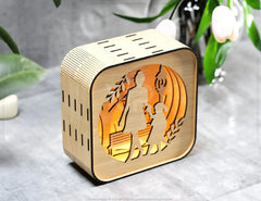 Mother’s Day Gift Wooden Led Night Lamp Mom & Daughter Scene Multilayer Shadowbox Laser Cut Lampshade Table Lamp Digital Download |#U218|