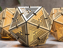 Icosahedron 3 Different Pattern wood triangle shadow lamp Tea Lantern Candle Holder Digital Download SVG |#218| VectorPort