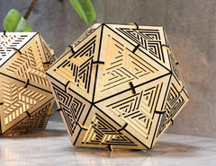 Icosahedron 3 Different Pattern wood triangle shadow lamp Tea Lantern Candle Holder Digital Download SVG |#218| VectorPort
