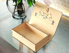 Book Shape Wooden Gift Box with lock Laser cut Card Case Favor Box Wooden Bag Purse Digital Downloads | SVG |#219| VectorPort