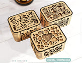 Decorative Wooden box with Flowers & Heart Pattern laser cut file Jeweler case Wedding Birthday box Mother’s Day Gift Box Digital Download |#U220| VectorPort