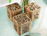 Decorative Wooden Gift box with Flowers Pattern Jeweler case Wedding Birthday Mother’s Day Gift Box laser cut file Digital Download |#220| VectorPort