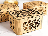 Decorative Wooden box with Flowers & Heart Pattern laser cut file Jeweler case Wedding Birthday box Mother’s Day Gift Box Digital Download |#U220| VectorPort