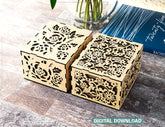 Laser Cut Decorative Gift Box with Flowers pattern, Opener Jeweler Case Wedding Favor box Gift for Her Digital Download |#221|