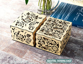 Laser Cut Decorative Gift Box with Flowers pattern, Opener Jeweler Case Wedding Favor box Gift for Her Digital Download |#221| VectorPort