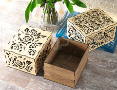 Laser Cut Decorative Gift Box with Flowers pattern, Opener Jeweler Case Wedding Favor box Gift for Her Digital Download |#221|