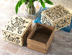 Laser Cut Decorative Gift Box with Flowers pattern, Opener Jeweler Case Wedding Favor box Gift for Her Digital Download |#221| VectorPort