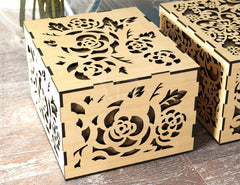 Laser Cut Decorative Gift Box with Flowers pattern, Opener Jeweler Case Wedding Favor box Gift for Her Digital Download |#221| VectorPort