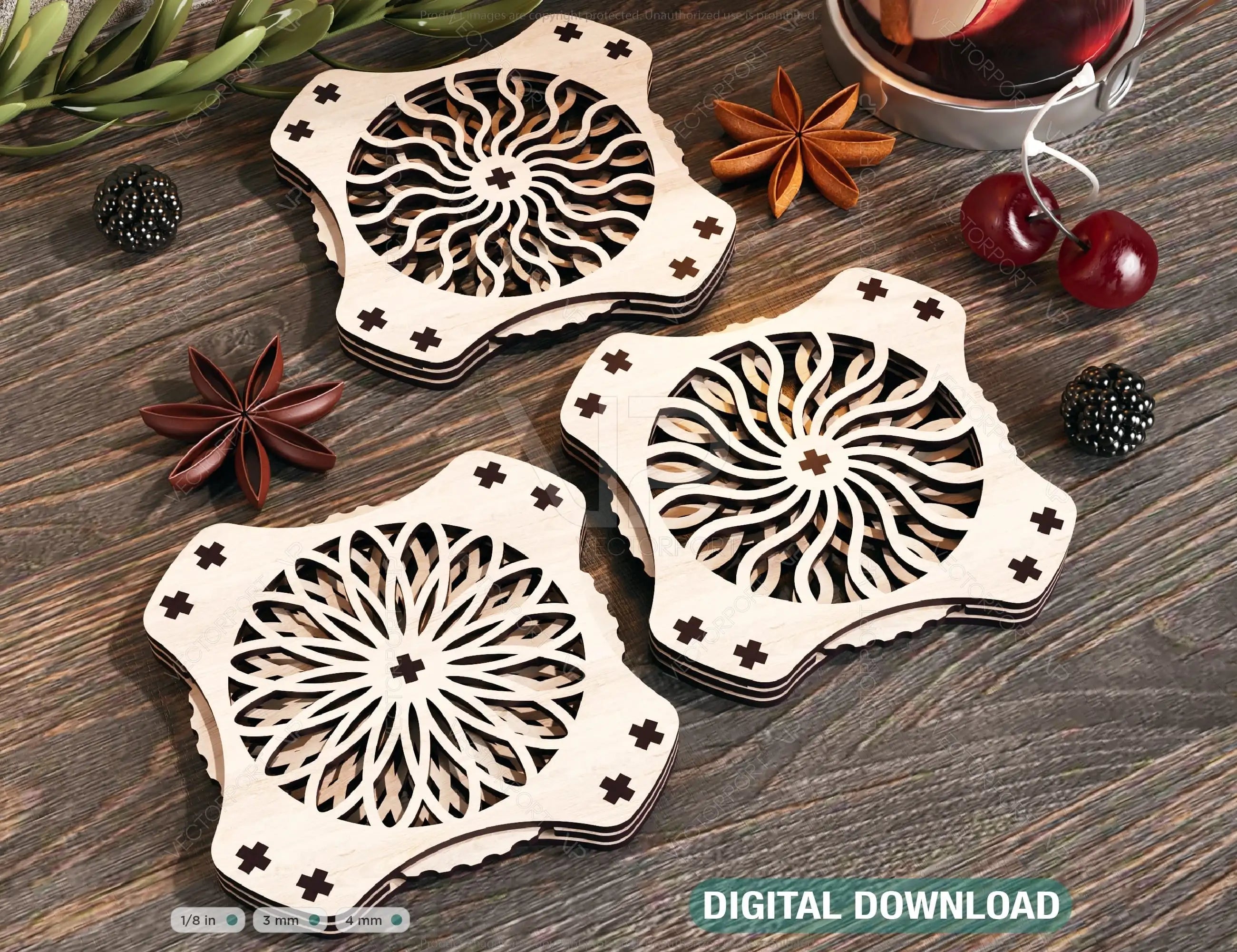 Mechanical Laser Cut Coaster Tea Coffee Cup Mat Pad Placemat Tableware Digital Download |#U222| VectorPort