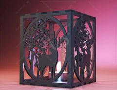 Candle Holder Laser Cut plywood Tea light Forest Theme with Deer Lantern Votive Gift Wooden Lantern Digital Download SVG |#222| VectorPort
