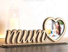 Standing Mom Text with Heart Shape Photo Frame Happy Mother’s Day Gift for Mom SVG plan, Diy gift Digital Download |#U223| VectorPort