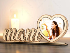 Standing Mom Text with Heart Shape Photo Frame Happy Mother’s Day Gift for Mom SVG plan, Diy gift Digital Download |#U223| VectorPort