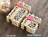 Laser Cut Gift Box with Ribbon Decorative Heart pattern opener jeweler case Wedding Love vector Digital Download |#U224| VectorPort