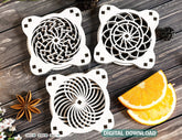 Mechanical Coaster Laser Cut Turntable Shape Tea Coffee Cup Mat Pad Placemat Tableware Digital Download |#225| VectorPort