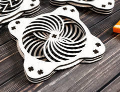 Mechanical Coaster Laser Cut Turntable Shape Tea Coffee Cup Mat Pad Placemat Tableware Digital Download |#225| VectorPort