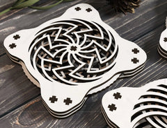 Mechanical Coaster Laser Cut Turntable Shape Tea Coffee Cup Mat Pad Placemat Tableware Digital Download |#225| VectorPort