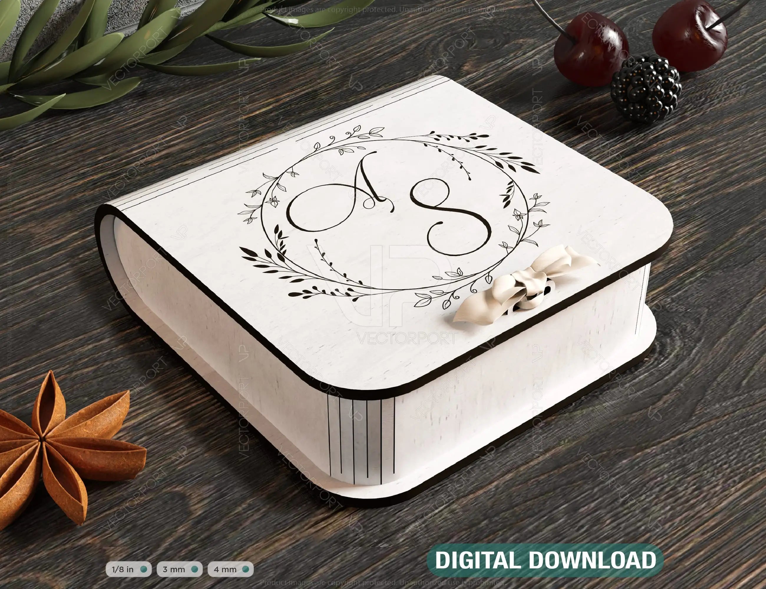 Book Shape Wooden Gift Box with lock Laser cut Card Case Favor Box Wooden Bag Purse Ring Box Digital Downloads | SVG |#226| VectorPort