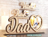 Standing Dad Text with Heart Shape Photo Frame Happy Father’s Day Gift for Dad SVG plan, Diy gift Digital Download |#U226| VectorPort