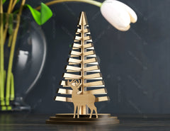 Standing Christmas Trees with Deer Rabbit and Snowman Laser cut files Digital Download | SVG |#227|