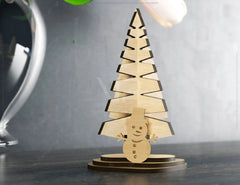Standing Christmas Trees with Deer Rabbit and Snowman Laser cut files Digital Download | SVG |#227| VectorPort