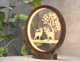Snowy Scene Deer 3D Led Light Laser Cut Night Lamp Round Modern Bedside Table Lamp Digital Download |#229|