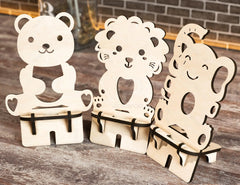 Phone Stand Cute Elephant, Lion & Bear Laser Cut Mobile Stand Cell Phone Holder Digital Download SVG |#U229|