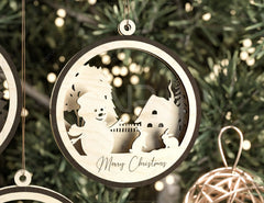 Christmas Balls Tree Decorations Craft Hanging Bauble Snowy Scene Deer carving stencil laser cut Digital Download |#230|