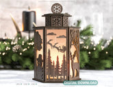 Christmas Lamp Night Light Deer Lantern Decoration Candle Holder Tea light Winter Snowy Forest Lantern Digital Download SVG |#231| VectorPort