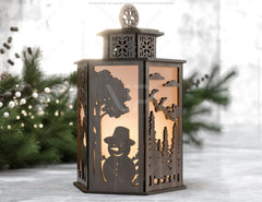 Christmas Lamp Night Light Deer Lantern Decoration Candle Holder Tea light Winter Snowy Forest Lantern Digital Download SVG |#231|