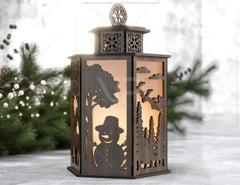 Christmas Lamp Night Light Deer Lantern Decoration Candle Holder Tea light Winter Snowy Forest Lantern Digital Download SVG |#231| VectorPort