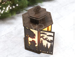 Christmas Lamp Night Light Deer Lantern Decoration Candle Holder Tea light Winter Snowy Forest Lantern Digital Download SVG |#231| VectorPort