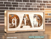 Multilayer Standing Dad and daughter 3D Happy Father’s Day Gift for Dad, Shadow box SVG plan, Diy gift Digital Download |#U232| VectorPort
