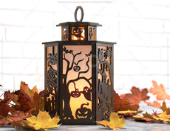 Halloween Candle Tealight Holder Pumpkin Witch Spider Lantern Spooky Scene Lamp Digital Download SVG |#232|