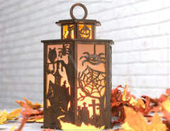Halloween Candle Tealight Holder Pumpkin Witch Spider Lantern Spooky Scene Lamp Digital Download SVG |#232| VectorPort