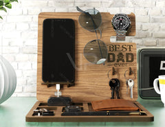 Personalized Fathers Day Gift, Phone Charging Station, Personal Items Table organizer, Wood Docking Station Digital Download |#U233| VectorPort