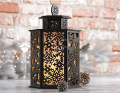 Christmas Lamp Night Light Snowflake & Butterfly Lantern Decoration Table Candle Holder Digital Download |#233| VectorPort