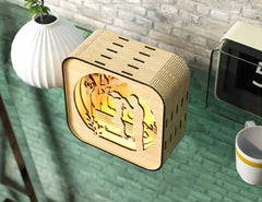 Father’s Day Gift Wooden Led Night Lamp Dad & Daughter Scene Multilayer Shadowbox Laser Cut Lampshade Table Lamp Digital Download |#U234|