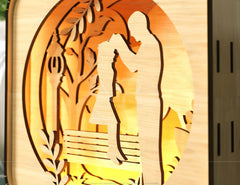 Father’s Day Gift Wooden Led Night Lamp Dad & Daughter Scene Multilayer Shadowbox Laser Cut Lampshade Table Lamp Digital Download |#U234| VectorPort