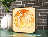 Father’s Day Gift Wooden Led Night Lamp Dad & Daughter Scene Multilayer Shadowbox Laser Cut Lampshade Table Lamp Digital Download |#U235| VectorPort